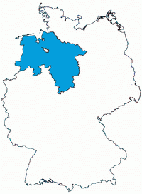 Location of Lower Saxony within Germany