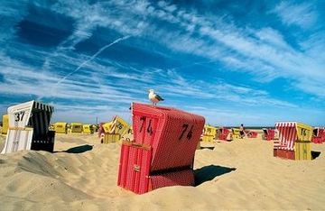 Langeoog: wicker beach chair with seagull