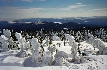 Winter panorama viewed from the 971 metre high "Wurmberg" mountain